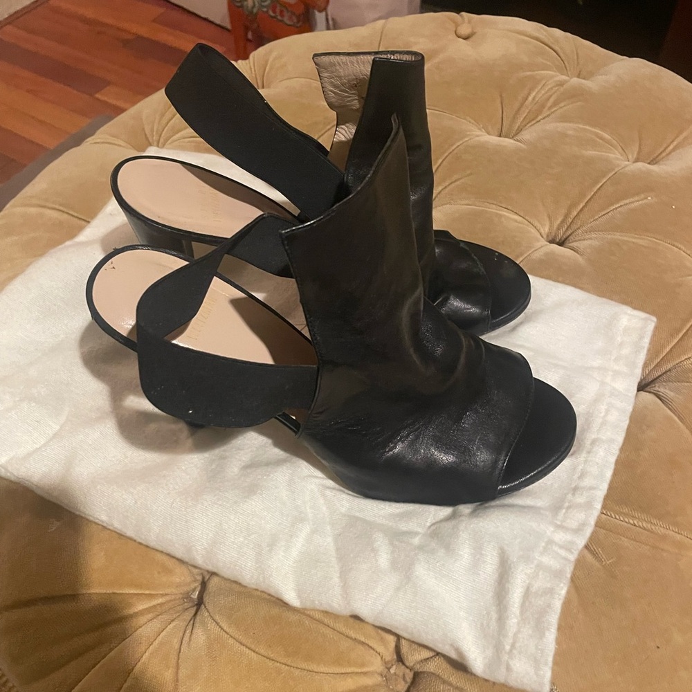 Stuart Weitzman Black Open-Toe Heels